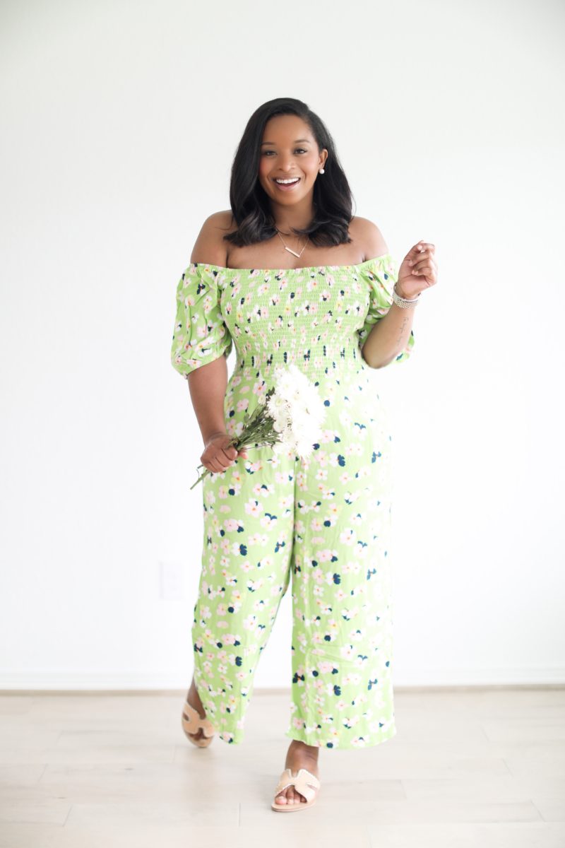 Printed Short Sleeve Smocked Square Neck Jumpsuit | Summer Fashion Haul With Walmart
