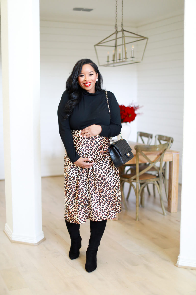 Walmart Fashion Finds, Walmart Leopard Skirt, Fall 2020 Pregnancy Style, Women Clothes, Houston Influencer, Top US Life & Style Blog