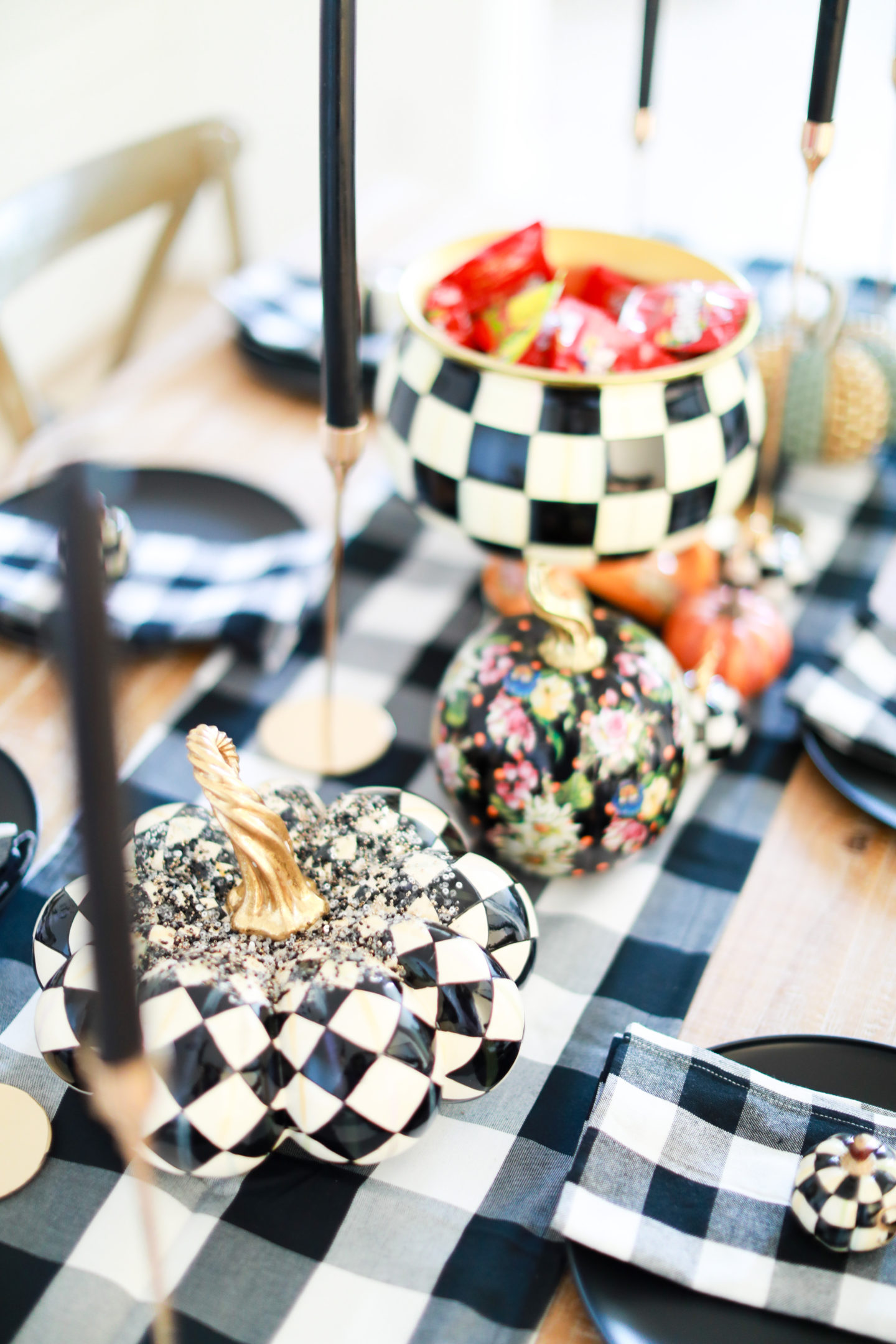 black and white gingham halloween setup black and white gingham halloween setup