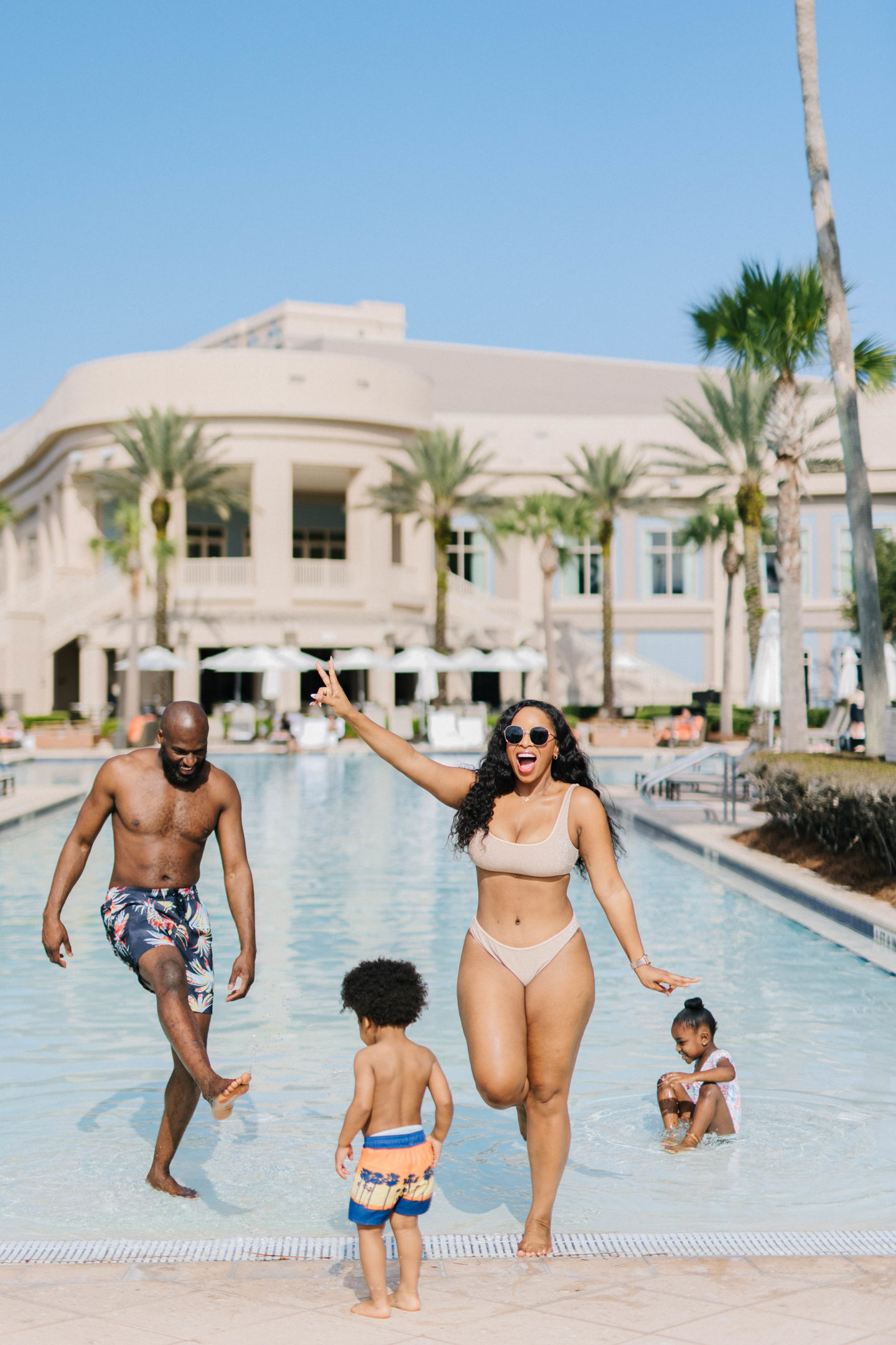 Family time at the pool